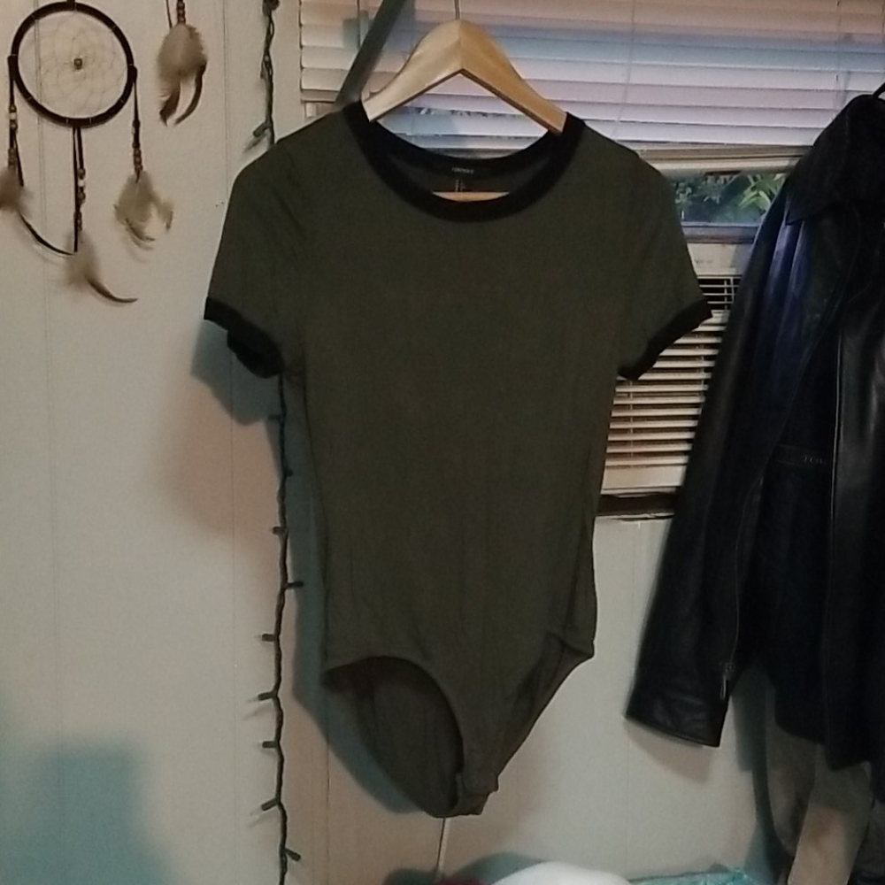 Olive green t-shirt bodysuit